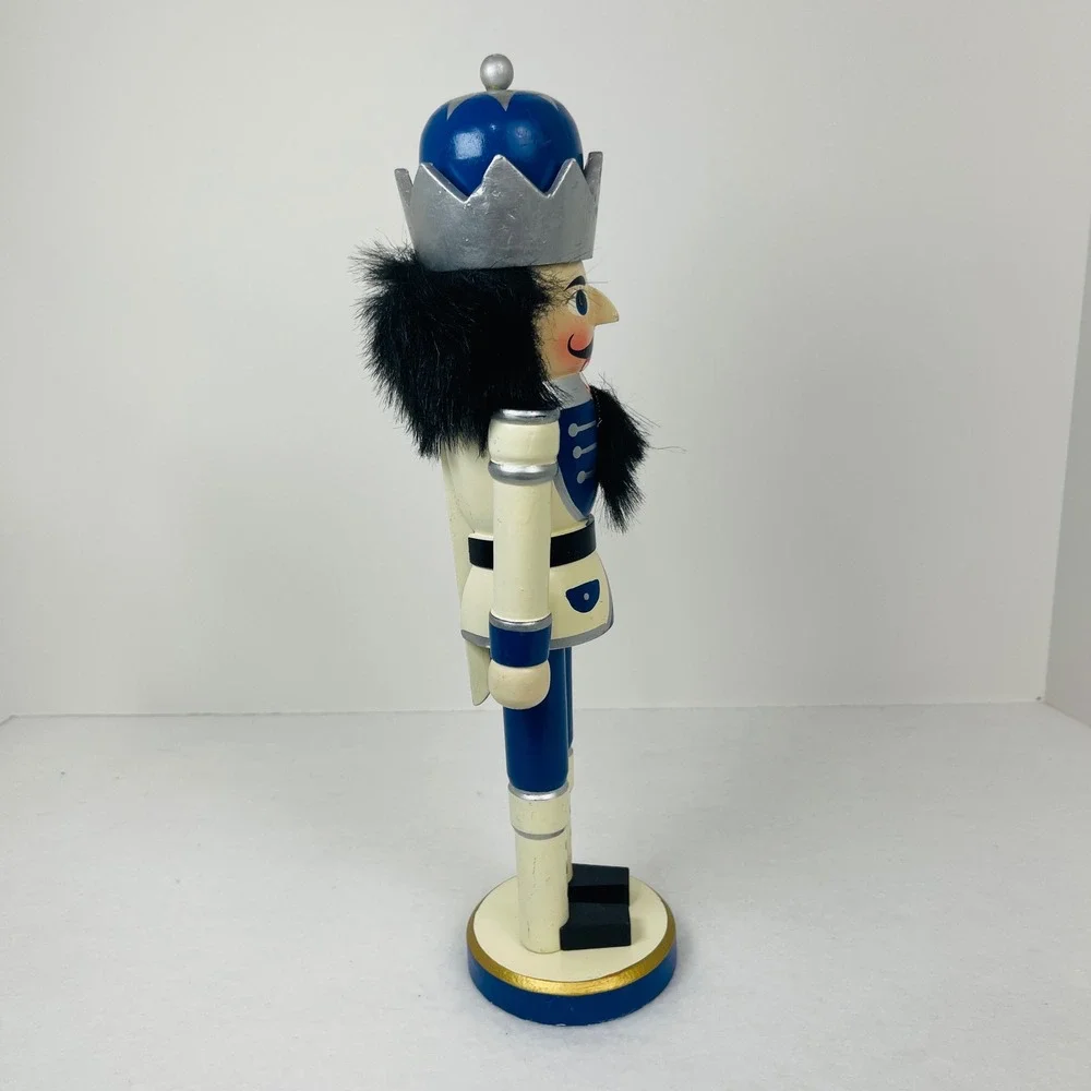 Blue and Silver Wooden Nutcracker King Christmas Holiday Decor 12 Inch